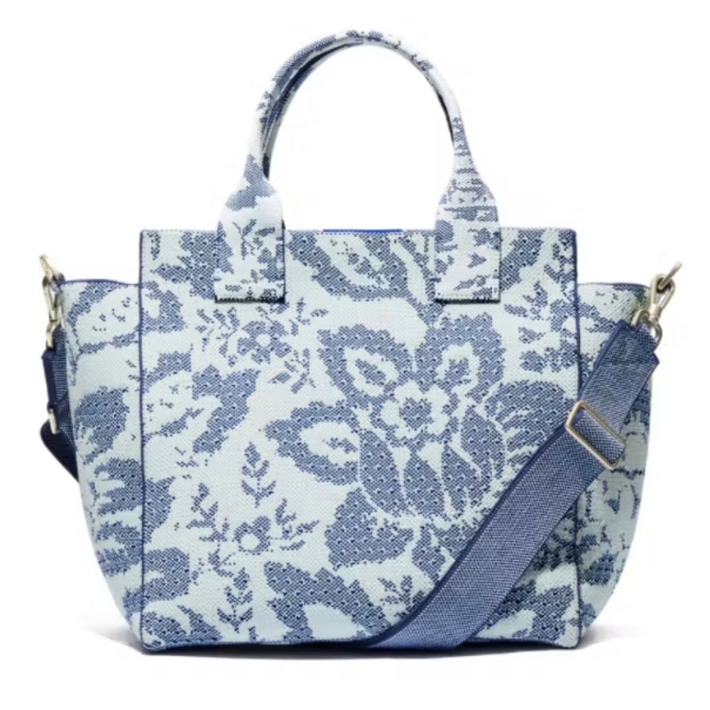 Rothy's The Handbag Jardin Blue Textured Floral Print